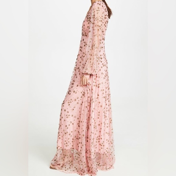 LoveShackFancy Janet Sequin-embellished Stretch-tulle Maxi Dress Bubblegum - Picture 7 of 16
